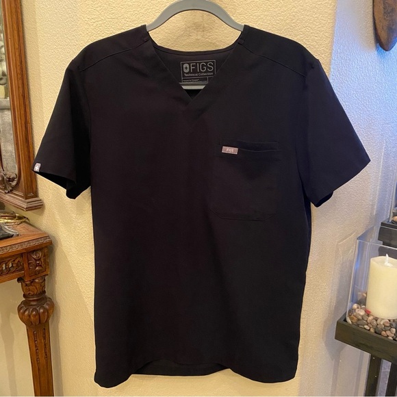FIGS Men Black Technical Collection V-Neck Scrub Shirt Size Small - Picture 1 of 7